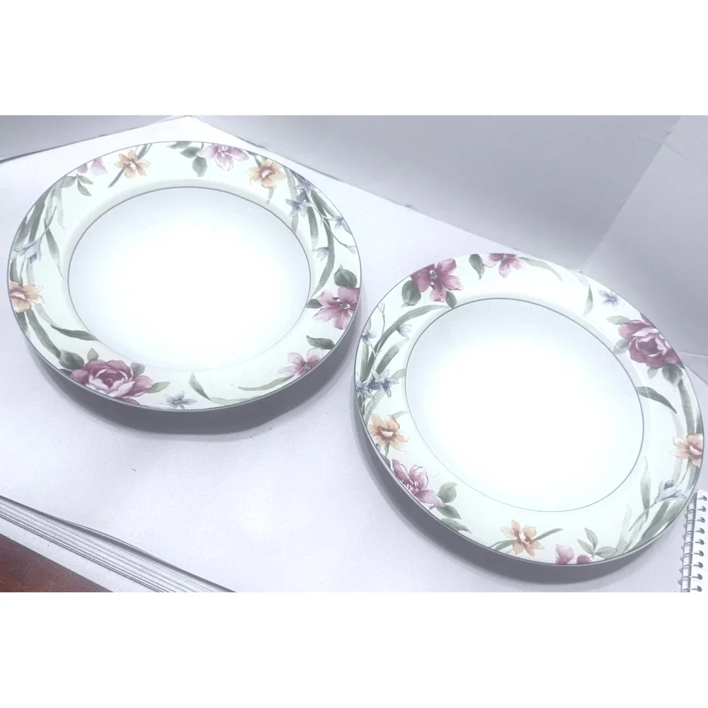 Coventry Spring Rooster Soup Salad Bowls Set of 2 Stoneware Farmhouse Floral 9